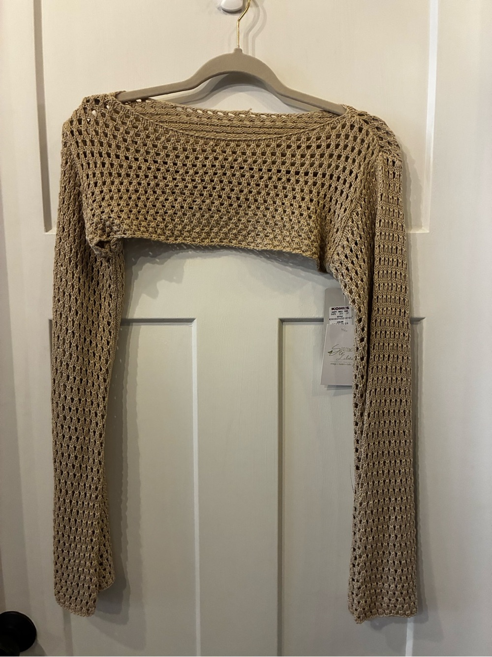 Open weave crochet under sweater